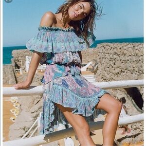 Spell and The Gypsy Siren Song Set - Off shoulder top and skirt blue bohemian XS